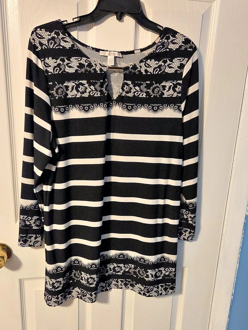 Maria Gabrielle Striped Tunic in Black & White Size XL Like New